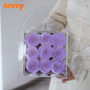AM-PFE40แอมมี่ดอกกุหลาบที่เก็บรักษาไว้9ดอกกุหลาบนิรันดร์ในกล่องของขวัญอะคริลิคตกแต่งบ้านของขวัญวันวาเลนไทน์สำหรับเป็นของขวัญ - Product Image 4