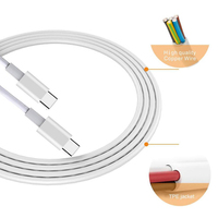 Kabel data tipe c, 1m 1.5m 2m 3A 60W PD QC3.0 ke usb c pengisian cepat