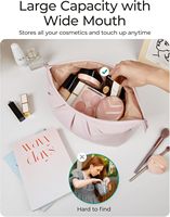 Mode Zipper Lettre Motif Étanche Large-ouvert Voyage Maquillage Sac & pour Pochette avec Poignée Souple pour Brosses Essentials