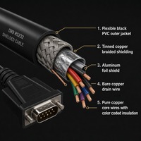 Câble de modem série RS232 DB9 femelle-femelle de 1 m, câble croisé TX RX pour machine industrielle CNC, programmation PLC