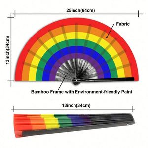 13INCH Promo Festival <b>Large</b> Clack Bamboo Hand Held <b>Fan</b> Custom - Product Image 3