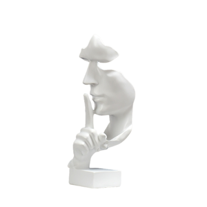 Statuetta Decorativa Moderna Artigianale 'Il Silenzio è d'Oro' Angelo Astratto in Resina Dipinta a Mano Personalizzata per Scrivania, Ufficio e Libreria - Product Image 4