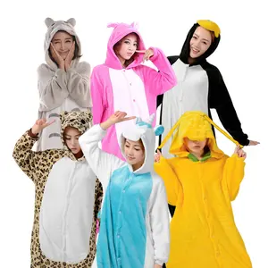 Fabrication femmes Oneise vêtements de nuit Animal à capuche combinaison pyjamas dessin animé flanelle Cosplay Costume