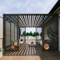 Moderne Luxus-Aluminium-Pergola mit Verstellbarem Lamellendach, Fernbedienung, Umweltfreundlich, Windbeständig, Terrassenüberdachung für Balkon und Garten