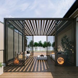 Pergola Moderna <span class=keywords><strong>in</strong></span> <span class=keywords><strong>Alluminio</strong></span> con Tetto a Lamelle Orientabili - <span class=keywords><strong>Gazebo</strong></span> da Giardino e Cortile con Telecomando - Product Image 3