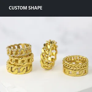 Harga pabrik grosir cincin perhiasan mode baja tahan karat pria Vintage klasik Hip Hop tidak ternoda berlapis emas baru perhiasan cincin