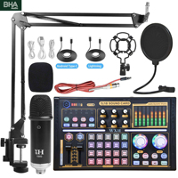 Ensemble de carte son professionnelle BHA WXH1000+Dj18, microphone à condensateur pour studio d'enregistrement, karaoké, podcast, enregistrement en studio
