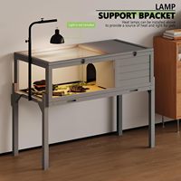 Grand habitat de tortue en bois-support de lampe réglable, enceinte de tortue intérieure/extérieure, table de terrarium de reptile à jambes détachables
