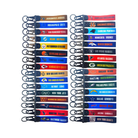 Nouveauté : Porte-clés mousqueton NFL personnalisé en tissu polyester tissé avec dragonne et logo d'équipe de football