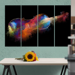 Tableau imprimé sur toile : Symphonie abstraite du violon, cadeau musical, lot de 4 toiles - Product Image 3