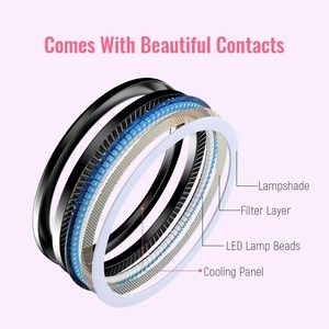 Anneau lumineux LED de 14 pouces avec 3 supports pour téléphone, 3 températures de couleur réglables, pour diffusion en direct, maquillage, selfie, photographie - Product Image 3