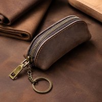 Porte-clés rétro pour homme en cuir véritable fait main, en cuir de vachette pleine fleur, avec fermeture à bouton-pression, grande capacité, vente en gros
