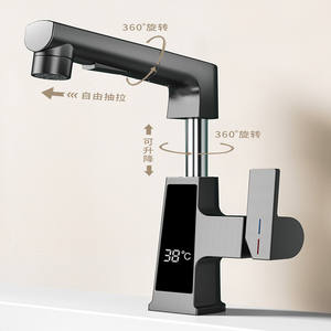 Robinet thermostatique à poignée unique, à poser sur le comptoir, avec valve en céramique, robinet de cuisine contemporain avec affichage numérique - Product Image 2