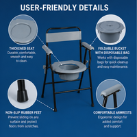 AndCare Commode de chevet en acier, capacité 100 kg, pour personnes âgées et handicapées - Fournitures de thérapie de réadaptation