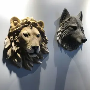 Sculpture murale en résine, Animal de Lion, ours, Style nordique, 3D, décoration artistique pour la maison