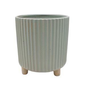 <span class=keywords><strong>Pot</strong></span> à rayures en céramique à pieds cylindriques dans des pots <span class=keywords><strong>de</strong></span> fleurs jardinières pour votre jardin - Product Image 1