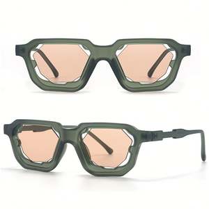 Lunettes de soleil carrées Y2K à monture petite et unique, avec logo personnalisé, tendance 2025, verres irréguliers UV400, style punk, pour hommes et femmes - Product Image 1