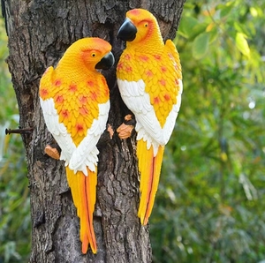 Harz Papagei <span class=keywords><strong>Outdoor</strong></span> Bar Dekor, große realistische Papagei Statuen für lebensechte Vogel Skulpturen Garten Figur Tier Baum Wand - Product Image 2