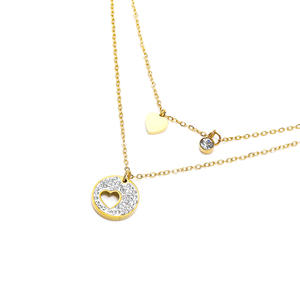 Collier en acier inoxydable en forme de double cœur, tendance Instagram, style japonais et coréen, pour femme, exquis et original - Product Image 3