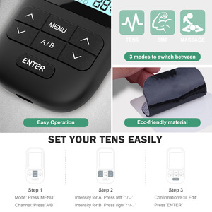 진동 치료 모드가있는 통증 완화를위한 휴대용 다기능 이중 채널 TENS EMS 마사지 - Product Image 4