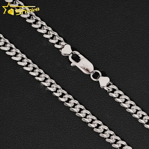 Hot Sale Design <strong>Solid</strong> <strong>Silver</strong> 5mm Cuban Chain Rhodium Plated 925 Sterling <strong>Silver</strong> Plain Miami Cuban Link Chain Hip Hop <strong>Necklace</strong> - Product Image 3