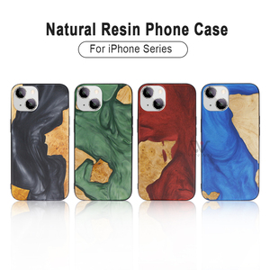 Cover per Telefono in Resina e Legno con Effetto Fluido Artistico, Stile Unico a Blocchi <span class=keywords><strong>di</strong></span> Colore, Custodia Protettiva Creativa - Product Image 6