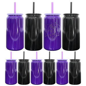 Entrepôt américain Halloween Noir Violet Sublimation Gobelet à double paroi isolé sous vide en acier inoxydable 16oz pour canette de bière - Product Image 1
