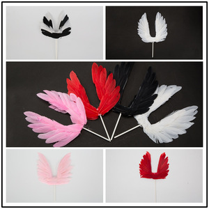 Cake Toppers Black White Feather Wings Arch Shape Elegant Birthday Cake Decorations Handmade Plastic Material - Product Image 5