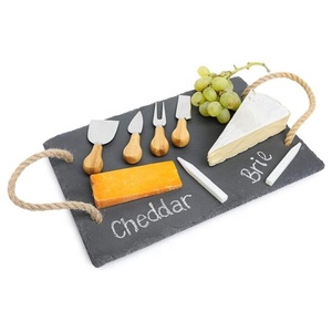 Plateau de service en ardoise noire avec poignée, Snacks carrés de cuisine - Product Image 5
