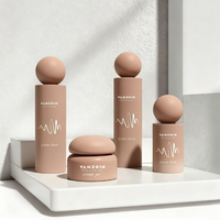 Soins de la peau de luxe, pot en verre cosmétique personnalisé dégradé givré, flacon pompe pour sérum et lotion en verre avec bouchon et boîte