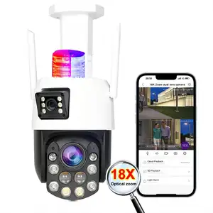 Outdoor Dual Lens Camera 18xOptical Zoom Wifi CCTV Security Protection 6MP Wireless ICSee Video Surveillance Smart Home Cameras