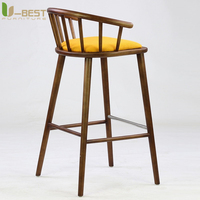 Chaise haute élégante et moderne avec coussin en cuir PU et pieds en bois massif, idéale pour les intérieurs commerciaux et les patios extérieurs