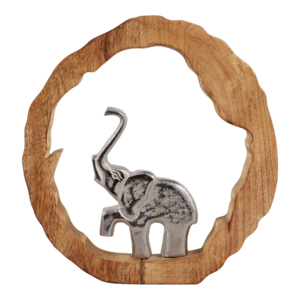 Scultura in Legno di Mango con Statuetta di Elefante per Arredamento Casa, Ornamento Decorativo per Bagno e Ufficio - Product Image 1