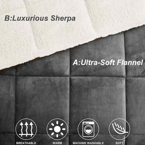 Sherpa Bộ Chăn Ga Gối Cỡ Queen 3 Chiếc (1 Chăn + 2 Vỏ Gối), Ga Trải Giường Thay Thế Lông Cừu Flannel Siêu Mềm Màu Xám - Product Image 5