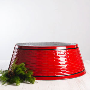 Collar de falda de árbol de Navidad de metal decorativo 2025 en acabado de color rojo - Product Image 6