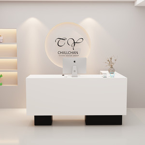 Comptoir de réception moderne blanc, console de caisse vernie pour salle d'exposition d'entreprise, magasin de détail - Product Image 1