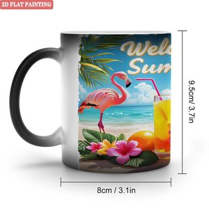 Frosted Black 11oz <b>Ceramic</b> Heat Changing Magic Mug Tour Travel Portable Drinking <b>Cup</b> - Product Image 1