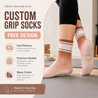 Chaussettes de Pilates personnalisées pour femmes, chaussettes de yoga en tricot antidérapantes avec grip en silicone, chaussettes de ballet respirantes en coton, chaussettes de fitness athlétiques avec grip
