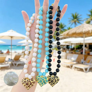 Collier d'été bohème à pois, breloques étoile et cœur, perles acryliques effet chewing-gum pour femme - Product Image 4