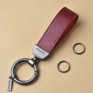 Custom Luxury Genuine Leather Lanyard Keychain Men Women Square Pattern Gunmetal Buckle Car <b>Key</b> Ring <b>Key</b> <b>Chain</b> - Product Image 4