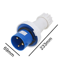 Prise industrielle étanche IP67 Nuoqiya 63A à courant élevé 220V 250V 2P+E 3 broches 63A