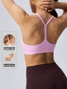 महिलाओं की y बैक स्पोर्ट्स ब्रा-पैडंड रैकिंग कम प्रभाव स्फेटी पतली स्ट्रैप कसरत योग - Product Image 2