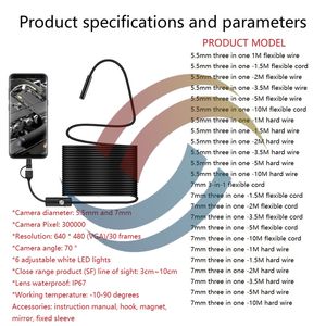 Meracly 5,5/7mm Drei-in-Eins-Industrie endoskop für Pipeline-Kfz-Klimaanlagen Motor test Mobiltelefon - Product Image 6