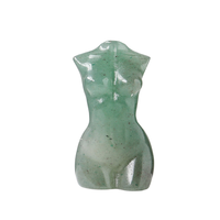 HY Wholesale Sculptures en cristal naturel sculptées à la main, modèle de déesse en quartz fraise exquis, corps de femme