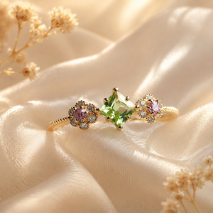 Anello floreale francese per donna, gioiello da dito dolce ed elegante alla moda - Product Image 3