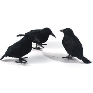 Corvo 3D Realistico Fatto a Mano per <span class=keywords><strong>Halloween</strong></span>, Ornamento Festivo con Piume Scintillanti in Plastica e Piume per Pasqua e Feste - Product Image 3