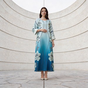 Abaya de luxe en polyester imprimé, nouveau style, pour femmes musulmanes, sur mesure, pour les occasions spéciales, vente en gros - Product Image 2