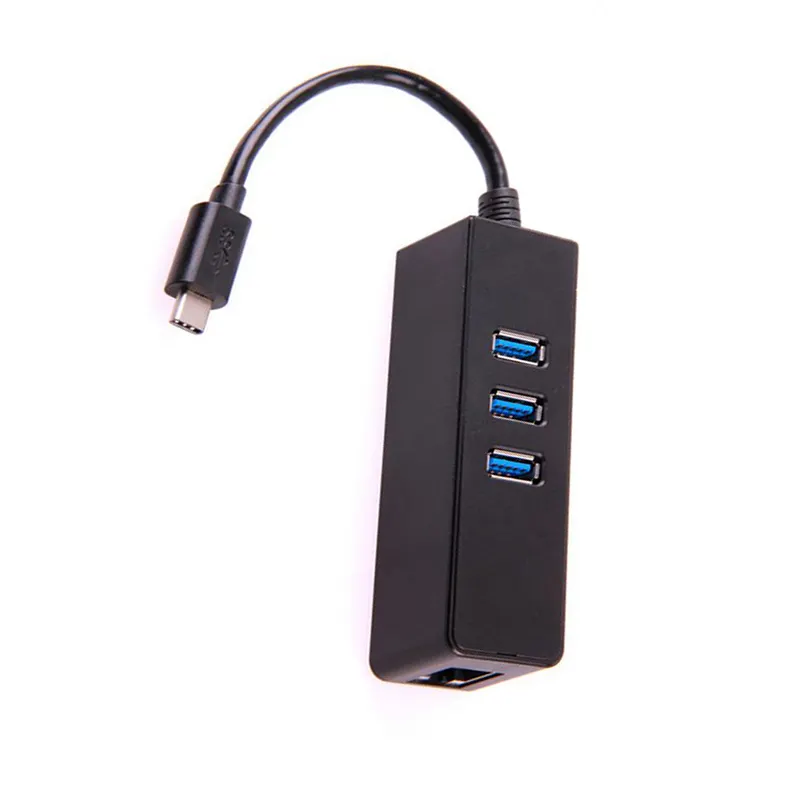 USB 3.1 Type C to 3 Ports USB 3.0 Hub with Rj45 Type-C to USB 3.0X3+RJ45 Adapter