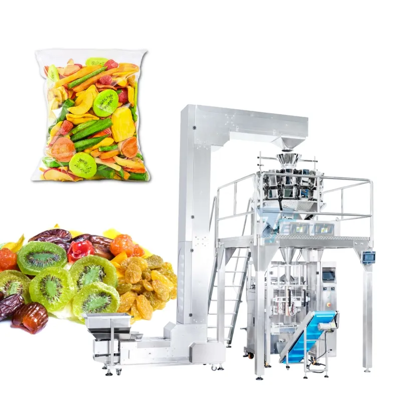 Máquina de embalagem de frutas seca automática, pesagem multi cabeças, 100g a 5kg, alimentos secos, vegetais, frutas secas, à venda