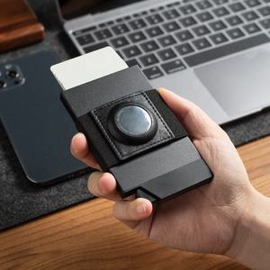TILONSTAR-Étui à pince en cuir à bande élastique pour cartes bancaires, universel, mince, en aluminium, pop-up, porte-cartes pour Airtag - Product Image 5